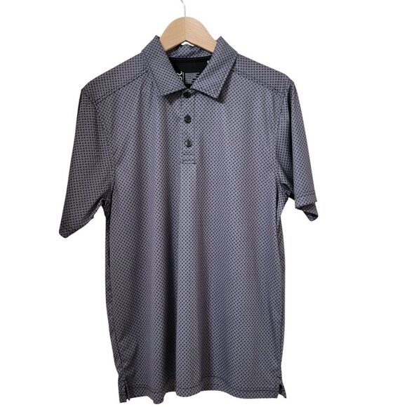 C-BUK (Cutter & Buck) Size M Gray & Black Geometric Pattern Polo Shirt, EUC - Picture 1 of 11